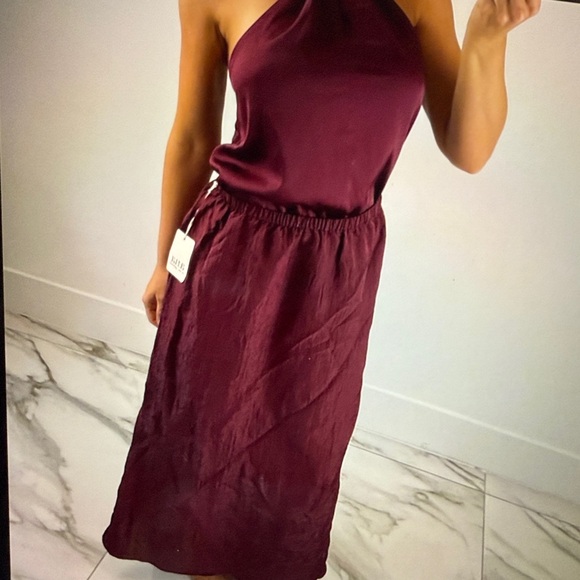 Elegant Burgundy Halter Dress - Picture 1 of 3